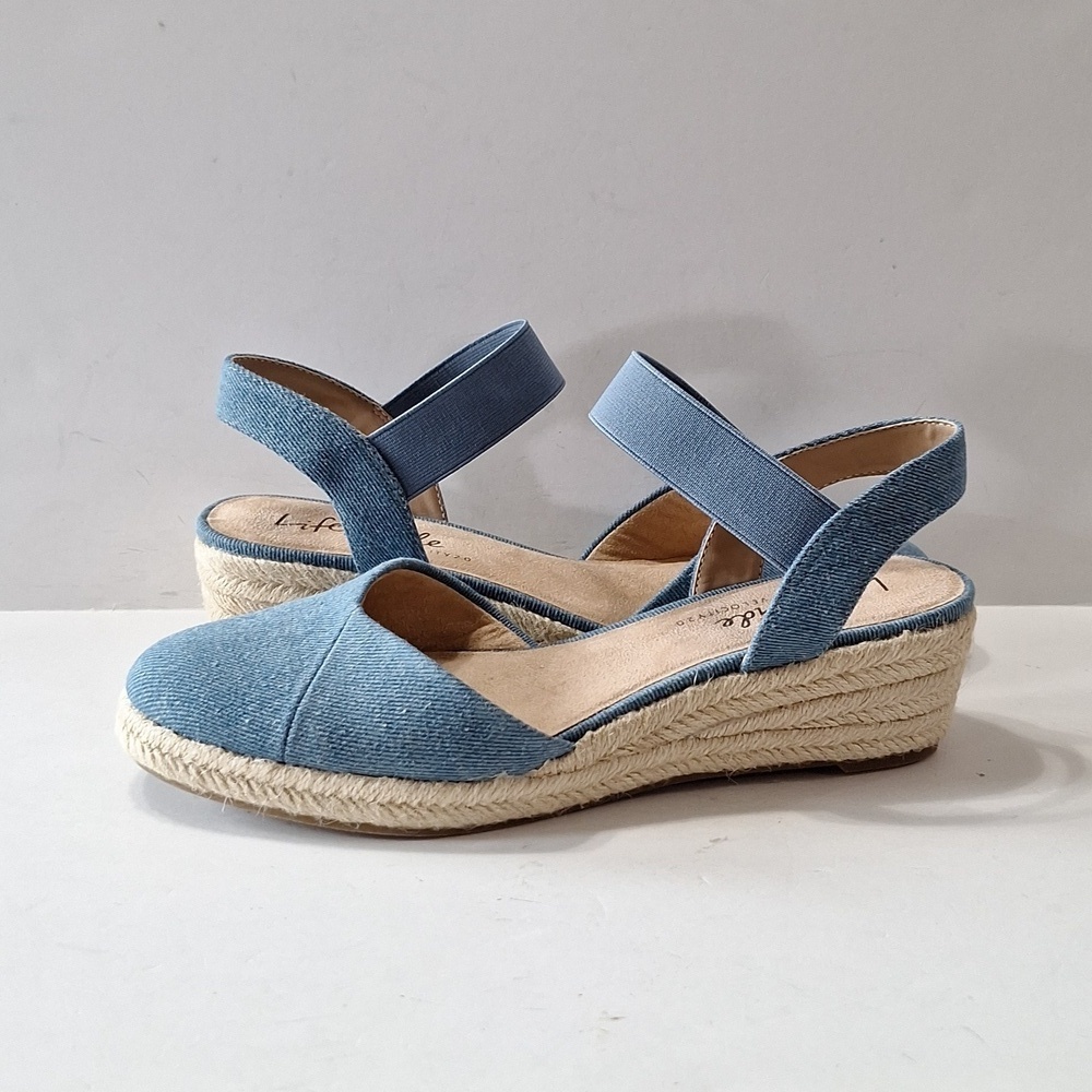 Life-stride (NEW) Blue Denim Kimmie Velocity 2.0 Espadrille Wedges Size 6.5 - Picture 2 of 14